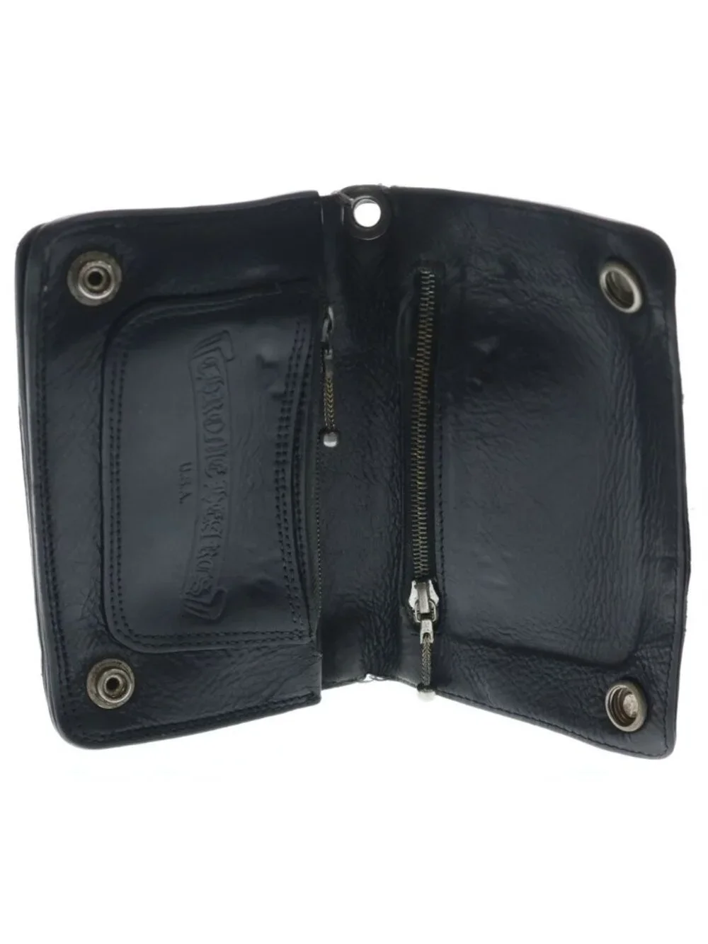 Chrome Hearts Cross Ball Button Leather Wallet Black